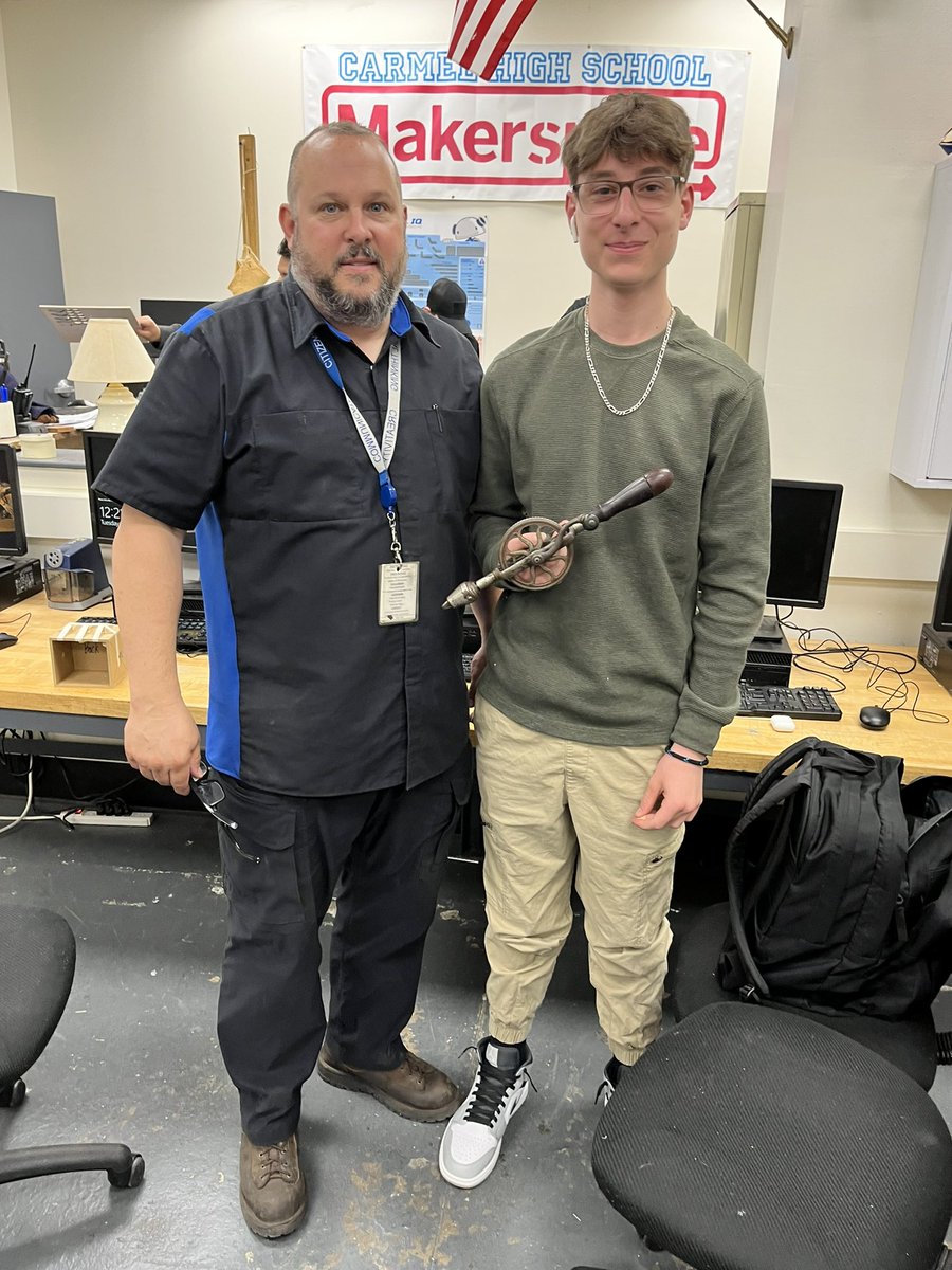 An Engineering student brought in his grandfather’s drill which used several types of gears that we learned about in class today. Awesome when students take what they learn and see how it is used in something as special as grandpa’s tools! <a href="/CarmelHS_info/">CarmelHS_info</a> <a href="/Carmelschools/">Carmel Central School District</a>
