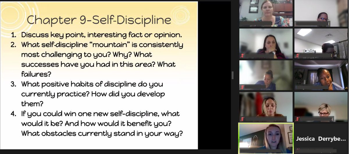 LeadershipSdlc's tweet photo. #live LEEDR Book Club: Developing the Leader within You 2.0 with our LEAD Aspiring Leaders. Thank you Ms. Stanford for facilitating discussion around Vision and Self-Discipline๐ฅ. #LeadershipDevelopment #LeadershipMatters #APBench #aspiringleaders #LEAD https://t.co/un86c54aWU