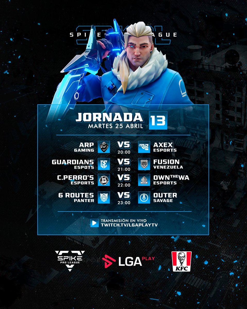 LGAPlay - Esports Venezuela 🇻🇪 (@lgaplay) on Twitter photo Seguimos con más #SpikeProLeague así que no pierdas la oportunidad de apoyar a tu equipo y canjear los puntos de twitch por combos de nuestro sponsor <a href="/KFC_VZLA/">KFC Venezuela</a>
No te lo pierdas🔥
#SPL2023 #LGAplay #eSportsvzla Seguimos con más #SpikeProLeague así que no pierdas la oportunidad de apoyar a tu equipo y canjear los puntos de twitch por combos de nuestro sponsor <a href="/KFC_VZLA/">KFC Venezuela</a>
No te lo pierdas🔥
#SPL2023 #LGAplay #eSportsvzla