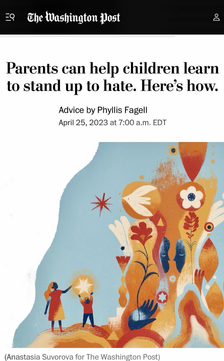 As I wrote in my new @washingtonpost article, kids may overestimate social risk, but never underestimate the courage it takes to take a stand against hate. Here's how adults can arm kids w/ the practical skills & empathy they need to defend targeted peers. washingtonpost.com/parenting/2023…
