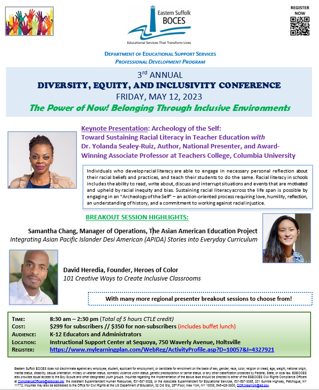 5/12-3rd Annual Diversity, Equity, and Inclusivity (DEI) Conference - The Power of Now! Belonging Through Inclusive Environments
Click here to register:mylearningplan.com/WebReg/Activit…