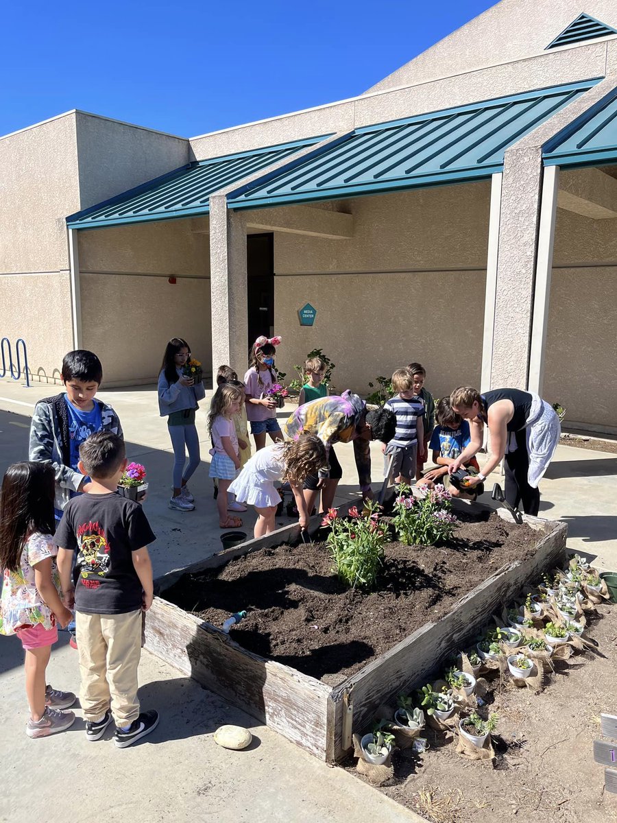 PVSDCamarillo's tweet photo. La Mariposa students celebrated Earth Day by refreshing their planter boxes. 🌏🌱 The project was led by Mrs. Sadowsky, whose grant award made it possible! #PVproud
#PVSD #Camarillo https://t.co/r30Ovgw9F8