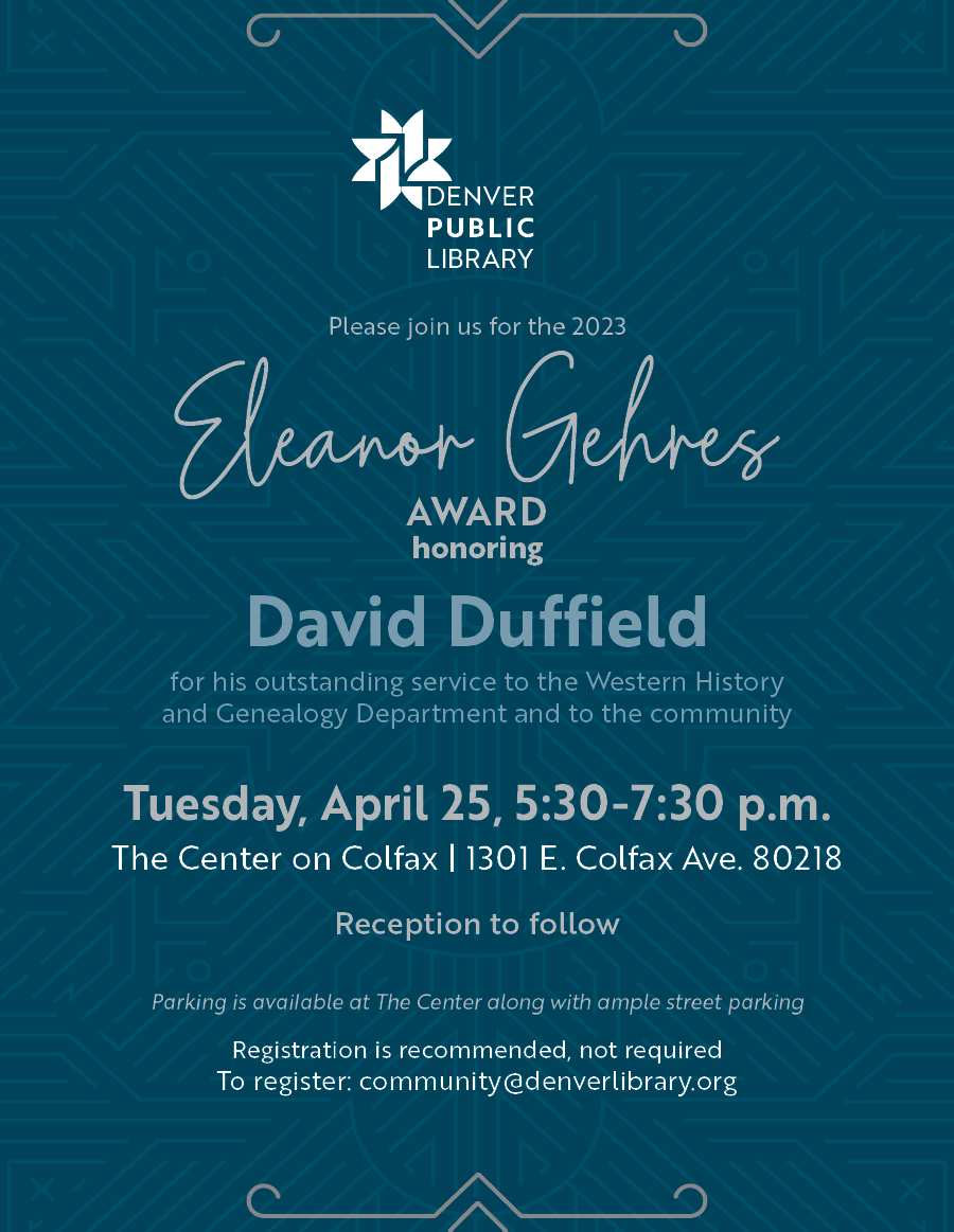 The Center On Colfax + Denver Pride 🏳️🌈 (@centeroncolfax) on Twitter photo TONIGHT, join <a href="/denverlibrary/">Denver Public Library</a> & The Center in celebrating David Duffield for his outstanding service & contributions to the Colorado LGBTQ History Project! The Eleanor Gehres Award Ceremony will be held at 5:30pm at The Center on Colfax. Learn more at lgbtqcolorado.org/event/2023-ele…. TONIGHT, join <a href="/denverlibrary/">Denver Public Library</a> & The Center in celebrating David Duffield for his outstanding service & contributions to the Colorado LGBTQ History Project! The Eleanor Gehres Award Ceremony will be held at 5:30pm at The Center on Colfax. Learn more at lgbtqcolorado.org/event/2023-ele….