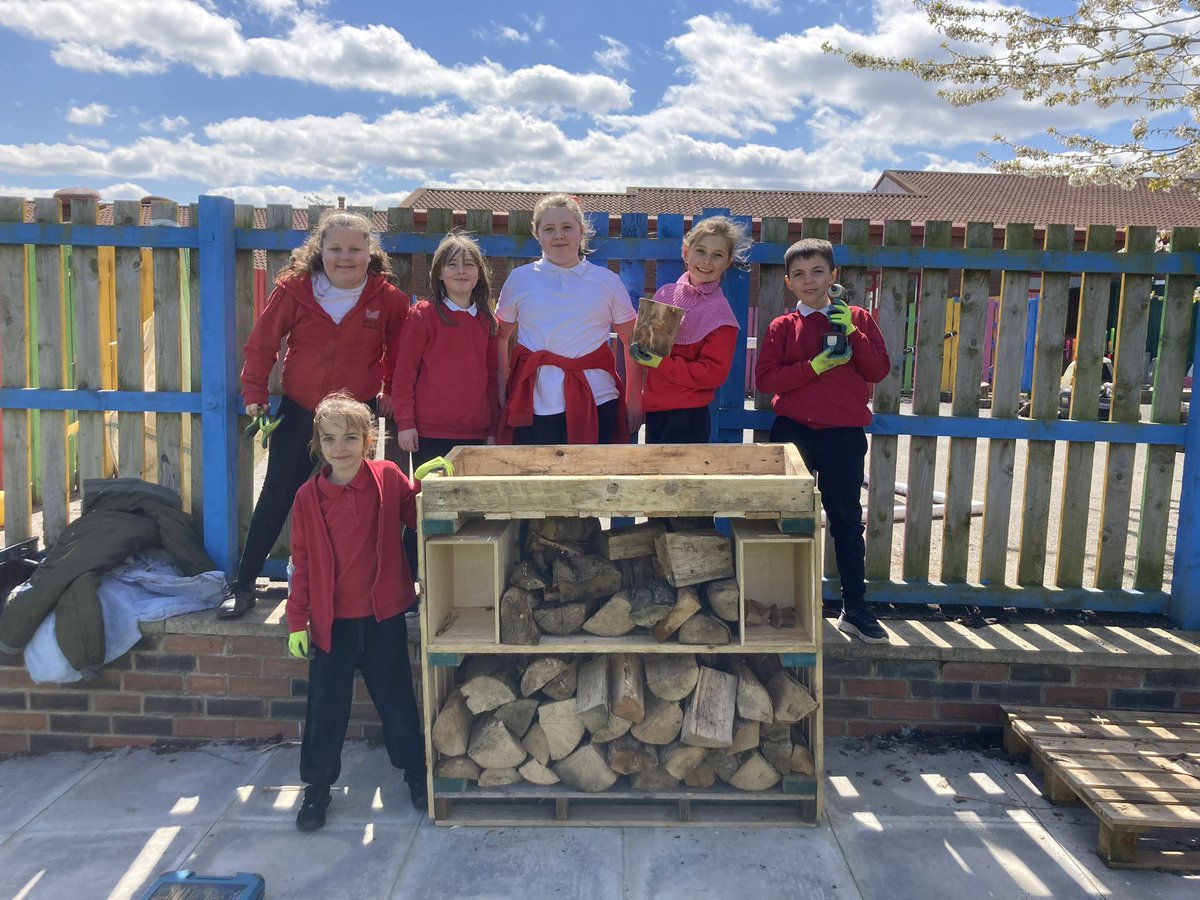 If you need a new log store, what can you do? Ask the kids to make you one at lunchtime of course! @OPAL_CIC @AnaArdelean13 @MakitaUK @STEMEduc @GTLandscapesLtd @CathPrisk @NiallO7Brien @CLOtC @LeedsActiveSchs @schoolwellbeing @priscigeeks