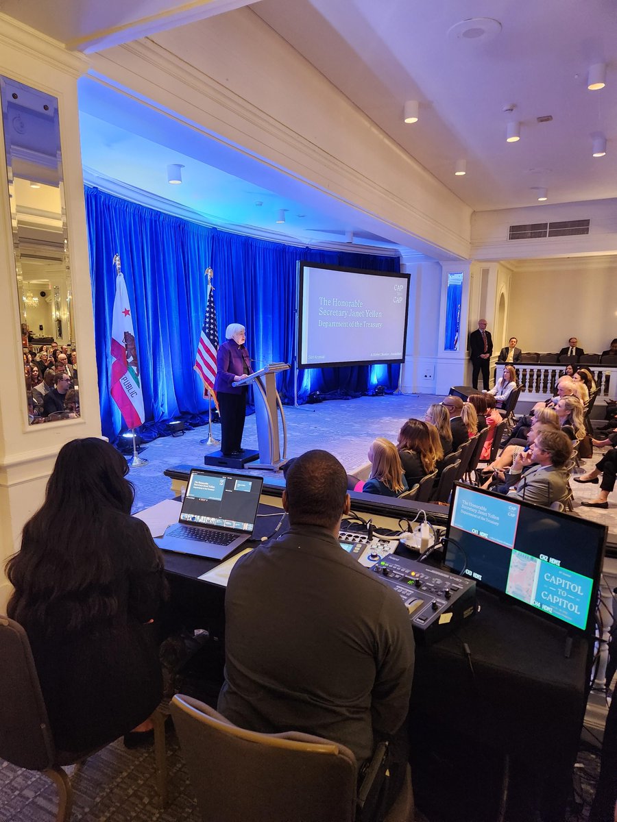 ValleyVisionSac's tweet photo. Today, the #captocap2023 delegation heard from U.S. Treasury Secretary and former Federal Reserve Chair Janet Yellen! She provided perspectives on economic recovery, climate action, and much more. Thanks, @DorisMatsui, for inviting such an esteemed guest! @Metro_Chamber https://t.co/ALkJPApC7p