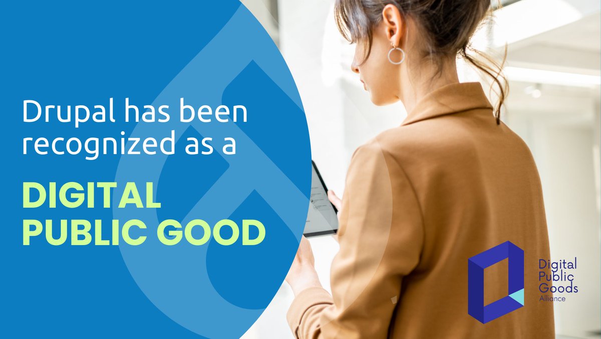 The <a href="/drupalassoc/">Drupal Association</a> is thrilled to announce that Drupal has been approved as a Digital Public Good by <a href="/DPGAlliance/">Digital Public Goods Alliance</a>! 

Learn more about what this means for #Drupal in the official press release: drupal.org/association/bl…