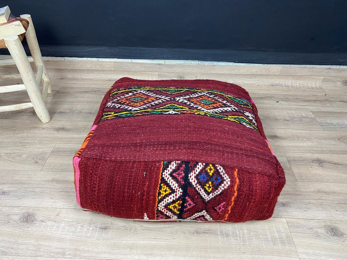 Excited to share the latest addition to my #etsy shop: Moroccan Kilim Pouf - Bohemian Poufs - Ethnic Pouffe - Vintage Floor Pillow - Rustic Colorful Ottoman - Outdoor Handmade Cushion - Yoga Pouf etsy.me/3V5Q5tP #red #no #bedroom #bohemianeclectic #moroccankili