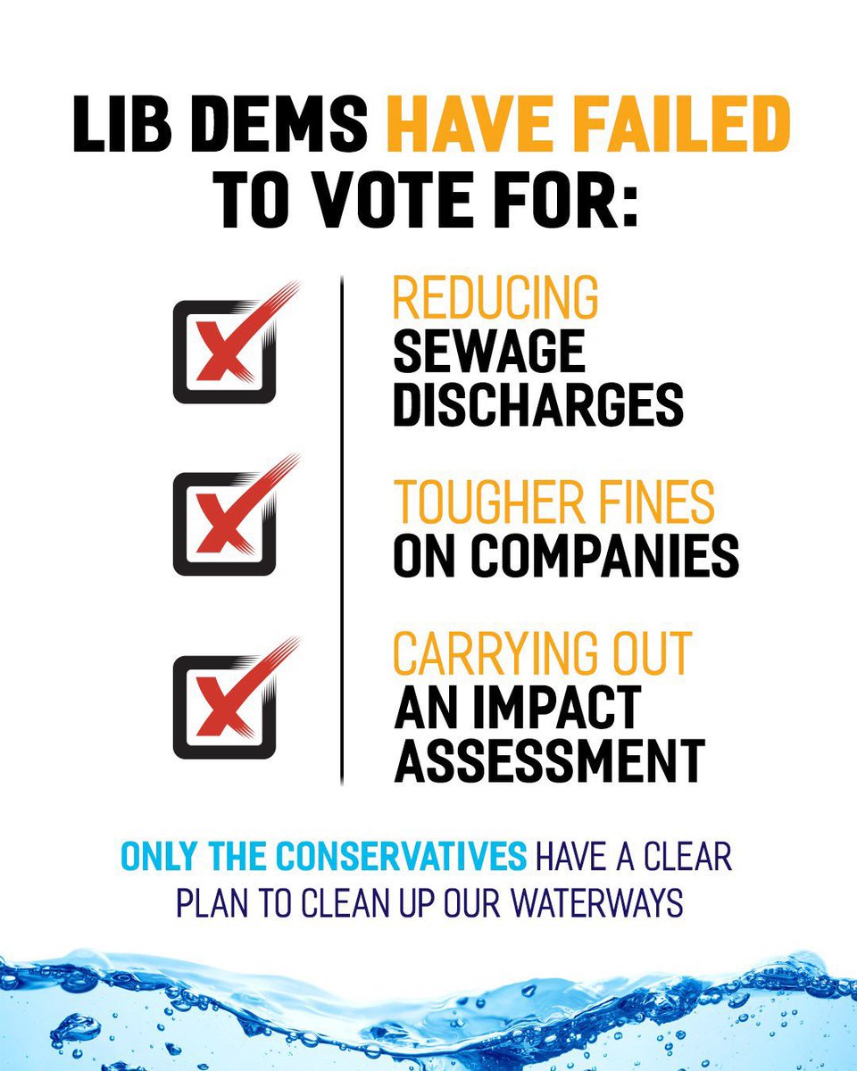 Conservative MPs voted in favour of tackling sewage discharges in Parliament today. Unsurprisingly, Lib Dems sat on the fence and abstained.