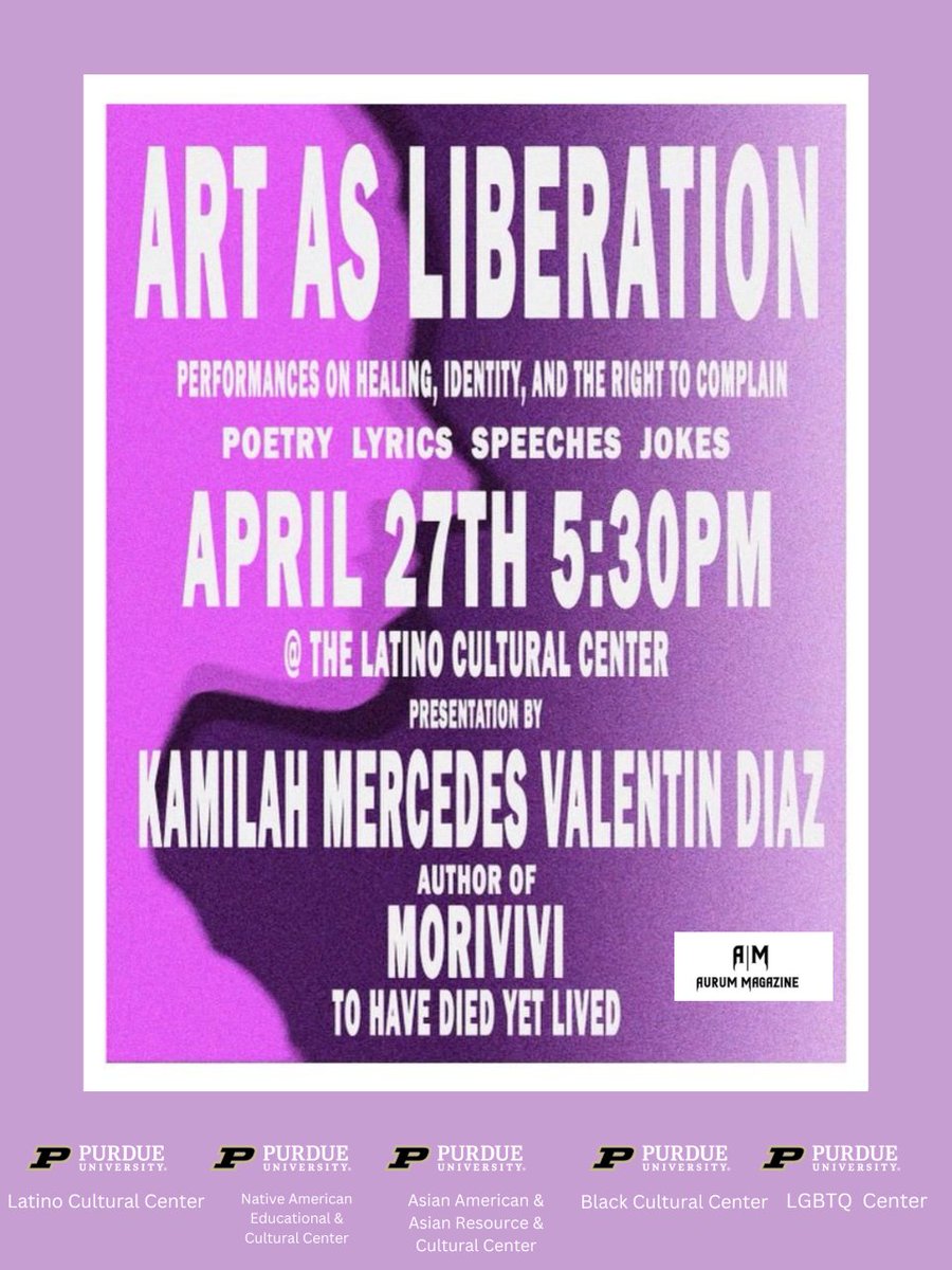 Purdue BCC (@purdue_bcc) on Twitter photo Art as Liberation: Performances on Healing, Identity, and the Right to Complain. Thursday, April 27 at 5:30 PM in the <a href="/LCCPurdue/">Purdue LCC</a>
@purduelgbtq <a href="/PurdueAAARCC/">Purdue AAARCC</a> <a href="/PurdueNAECC/">Purdue NAECC</a> Art as Liberation: Performances on Healing, Identity, and the Right to Complain. Thursday, April 27 at 5:30 PM in the <a href="/LCCPurdue/">Purdue LCC</a>
@purduelgbtq <a href="/PurdueAAARCC/">Purdue AAARCC</a> <a href="/PurdueNAECC/">Purdue NAECC</a>