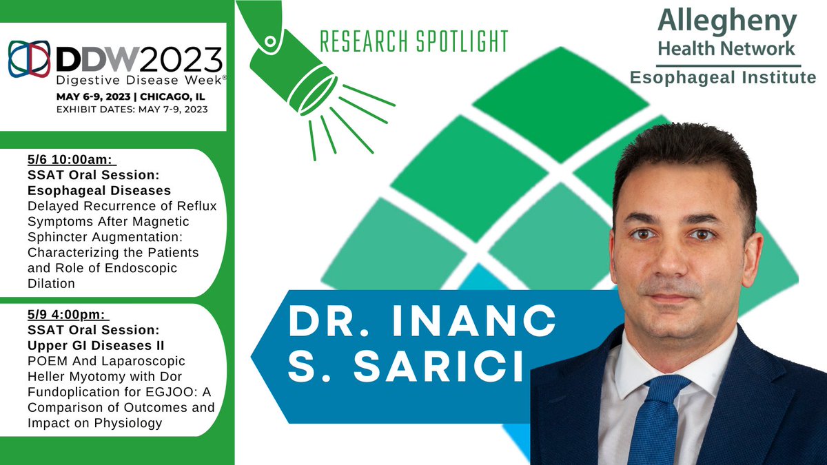 AHN Esophageal Institute (@ahnesophagus) on Twitter photo 📢 SPOTLIGHT on Dr. Samil Sarıcı <a href="/SamilSarici_MD/">Şamil Sarıcı</a>
presentations from <a href="/AHNtoday/">AHN</a> at <a href="/SSATNews/">SSAT</a> annual meeting.
Join us in Chicago as he presents <a href="/AHNesophagus/">AHN Esophageal Institute</a> studies on surgical management of #EGJOO and delayed recurrence of symptoms after #MSA. 📢 SPOTLIGHT on Dr. Samil Sarıcı <a href="/SamilSarici_MD/">Şamil Sarıcı</a>
presentations from <a href="/AHNtoday/">AHN</a> at <a href="/SSATNews/">SSAT</a> annual meeting.
Join us in Chicago as he presents <a href="/AHNesophagus/">AHN Esophageal Institute</a> studies on surgical management of #EGJOO and delayed recurrence of symptoms after #MSA.