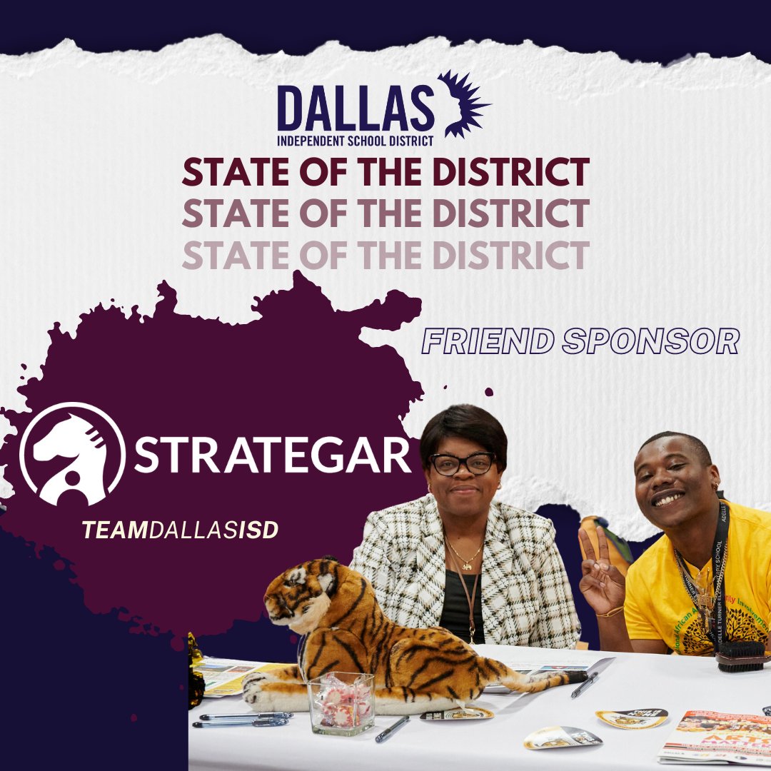 DallasEdFound's tweet photo. Shout out to @strategar for being a friend sponsor for the 2023 @dallasschools State of the District! Together we accelerate student success. Please join Strategar in supporting #DallasISD at https://t.co/agUdEz673c. #DISDStateoftheDistrict #Friend #Strategar https://t.co/2dQucCNSEi