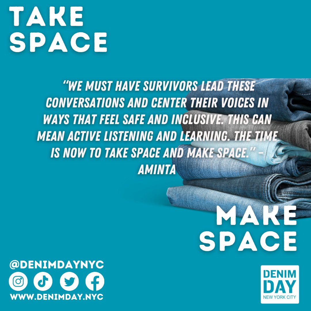 DenimDayNYC's tweet photo. We are so grateful for our Denim Day NYC community! Join our movement. Take the 2023 DDNYC Pledge at https://t.co/5VFqhCObEM and tell us what #TakeSpaceMakeSpaceNYC means to you! https://t.co/PHTeRTUBfT