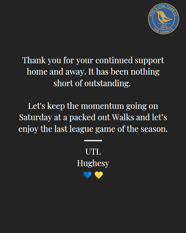 officialKLtown's tweet photo. 🗣️ A message from the Gaffer ahead of Saturday.

#UpTheLynn 💙💛 https://t.co/B2FYBgyBDI