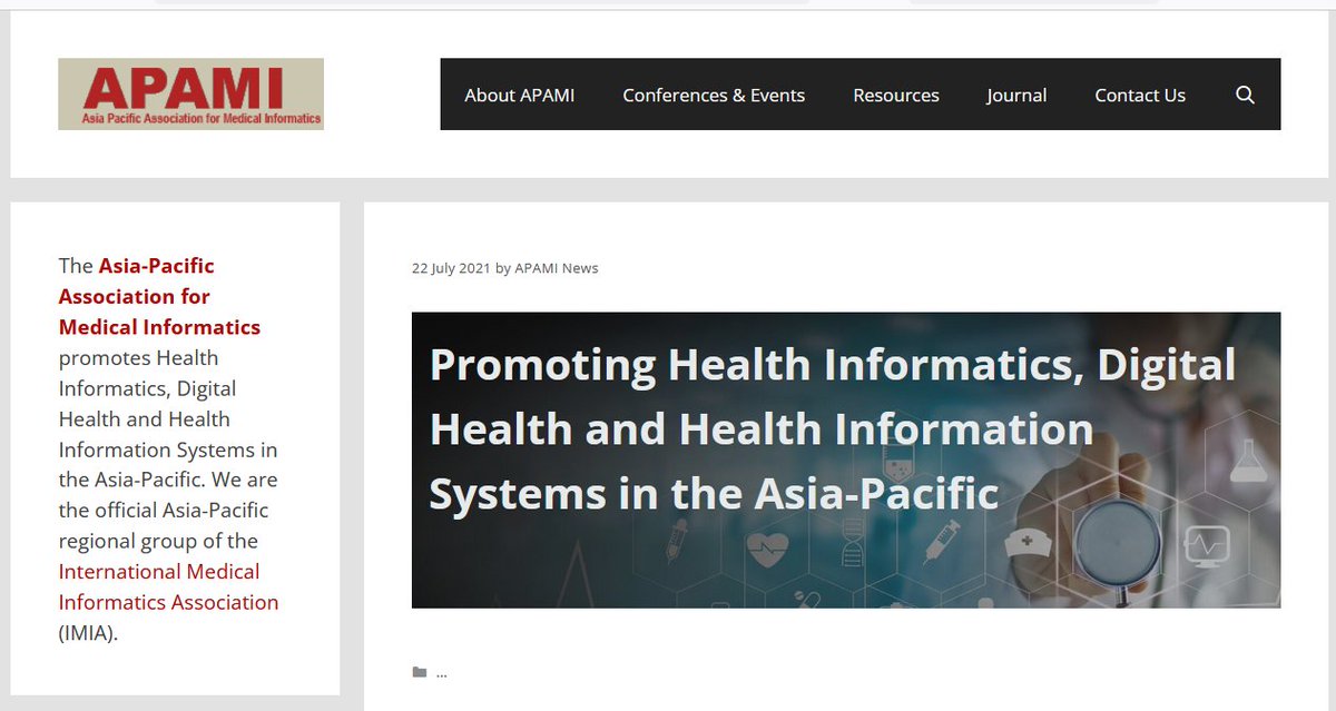 Explore APAMI.org for news from the Asia-Pacific Association for Med. Informatics #APAMI  #eHealth