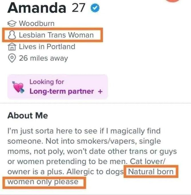 MissGendering's tweet photo. TRA in the streets, TERF in the sheets.

Selvsagt er alle de som utgir seg for å være kvinne og lesbisk selv "terf". Alle har skjønt at dette narrespillet kun handler om at menn hjernevaske lesbiske til å ligge med dem. https://t.co/x4MI6kxz4w
