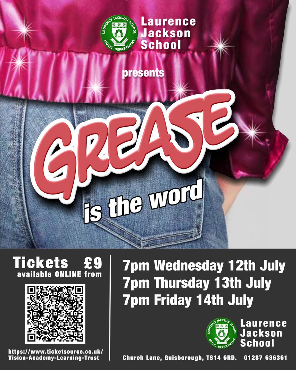 We are excited to announce that tickets are now on sale for our production of Grease! Tickets are available via the link ticketsource.co.uk/Vision-Academy… <a href="/LJ_School/">Laurence Jackson</a>