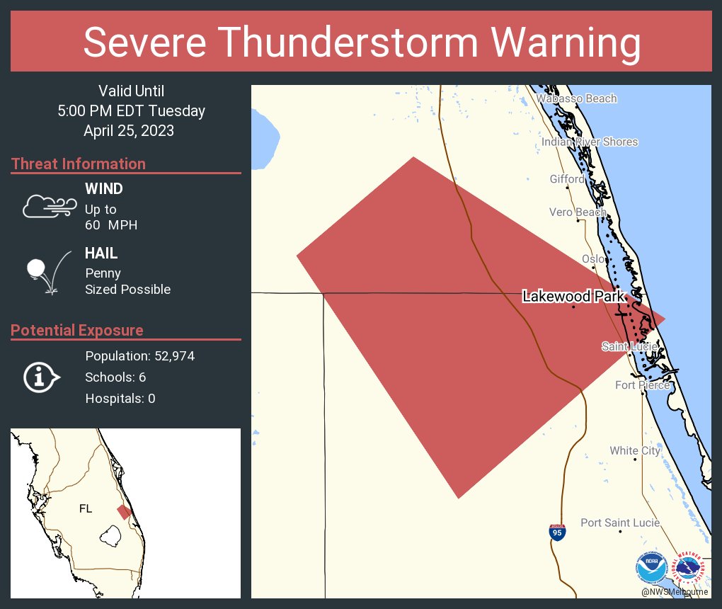 NWS Melbourne on Twitter "Severe Thunderstorm Warning including