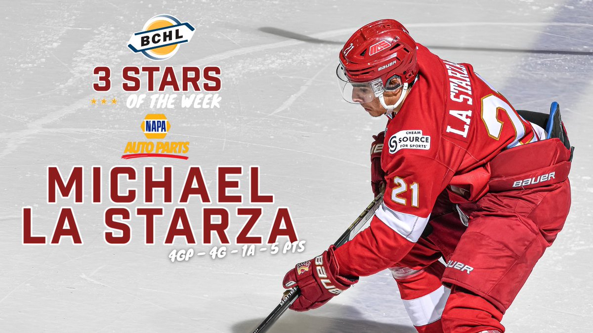 Chiefs_Hockey's tweet photo. Congratulations to Michael La Starza (@TerrierHockey) for being named the BCHL's 2nd star of the week⭐️ https://t.co/SnN9U7XHXT
