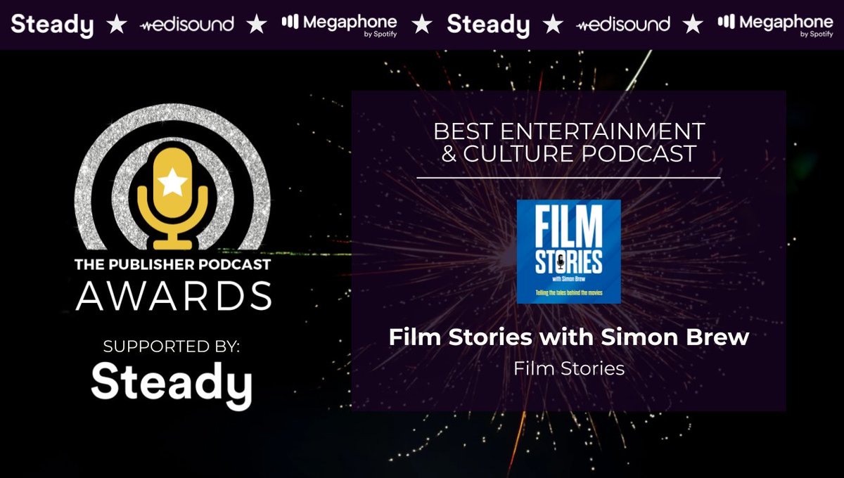 The Publisher Podcast Awards & Summit (@pubpodawards) on Twitter photo Best Entertainment & Culture Podcast 2023, supported by <a href="/joinsteadyEN/">takeover ethical</a> is awarded to <a href="/filmstories/">Film Stories: magazines, podcast, live shows, web</a> with <a href="/simonbrew/">Simon Brew</a> for the second year running! #pubpodawards Best Entertainment & Culture Podcast 2023, supported by <a href="/joinsteadyEN/">takeover ethical</a> is awarded to <a href="/filmstories/">Film Stories: magazines, podcast, live shows, web</a> with <a href="/simonbrew/">Simon Brew</a> for the second year running! #pubpodawards