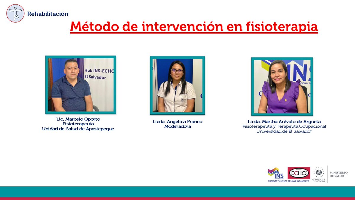INS_ESV's tweet photo. Programa de  Rehabilitación #TeleECHO presentó actualización en el Método de intervención en fisioterapia. Es el proceso sistemático, del desarrollo de todos los pasos de la intervención de fisioterapia, con la finalidad de conseguir el máximo funcionamiento del usuario. https://t.co/3qAtKSmt1T