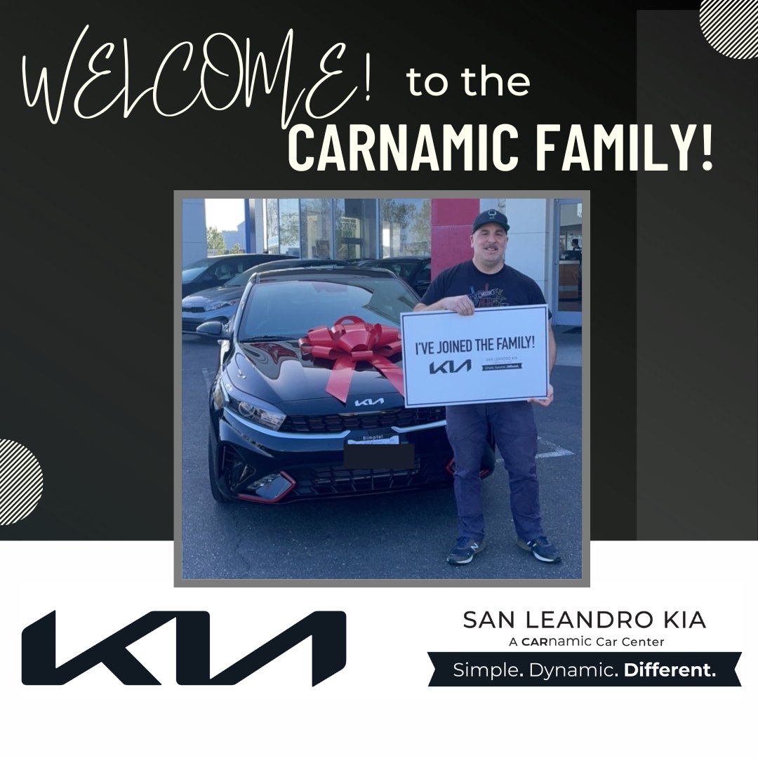 Welcome to the Carnamic Family! 🤗 We are thrilled you are now part of the family and know you will be loving your new KIA from San Leandro Kia! 🤩 #NewKia #Carnamic #LoveAtFirstDrive #sanleandrokia