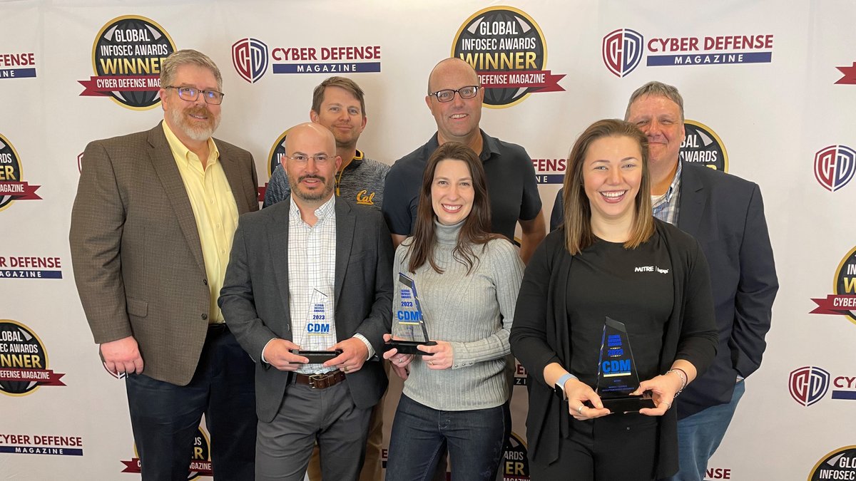 MITREcorp's tweet photo. .@cyberdefensemag has honored three MITRE teams with 2023 Global Infosec Awards for their contributions to the worldwide cyber defense community, advancing #cybersecurity through innovative & proactive approaches. #MITREengage #MITREATTACK #D3FEND https://t.co/KoLoBJaWrm https://t.co/pfb5jdhTyw