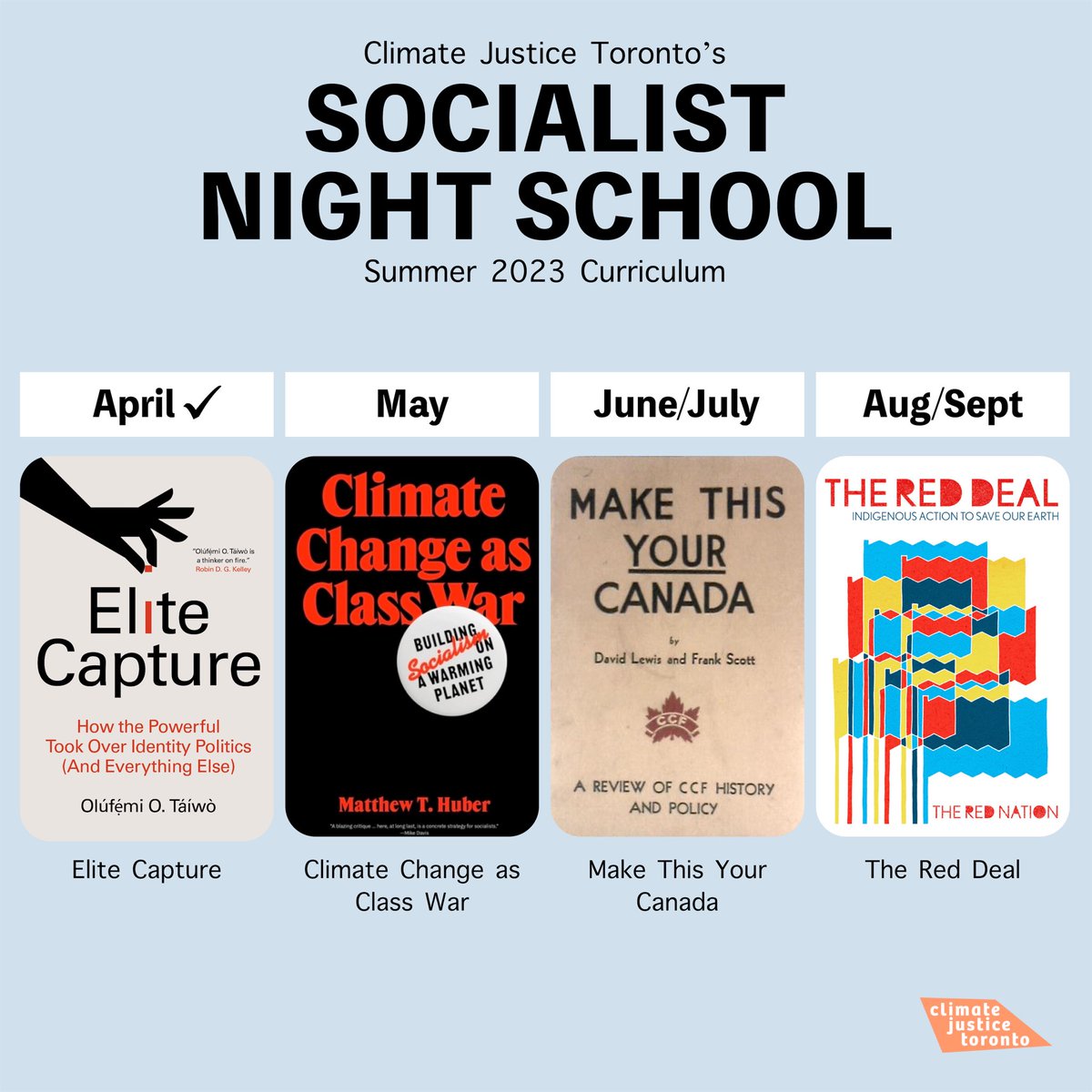 Joining a long tradition of night schools around the world we want to learn about radical futures so that we can build them.

Socialist night school will help us learn our history and deepen our understanding of our work. Check out our Summer 2023 curriculum!