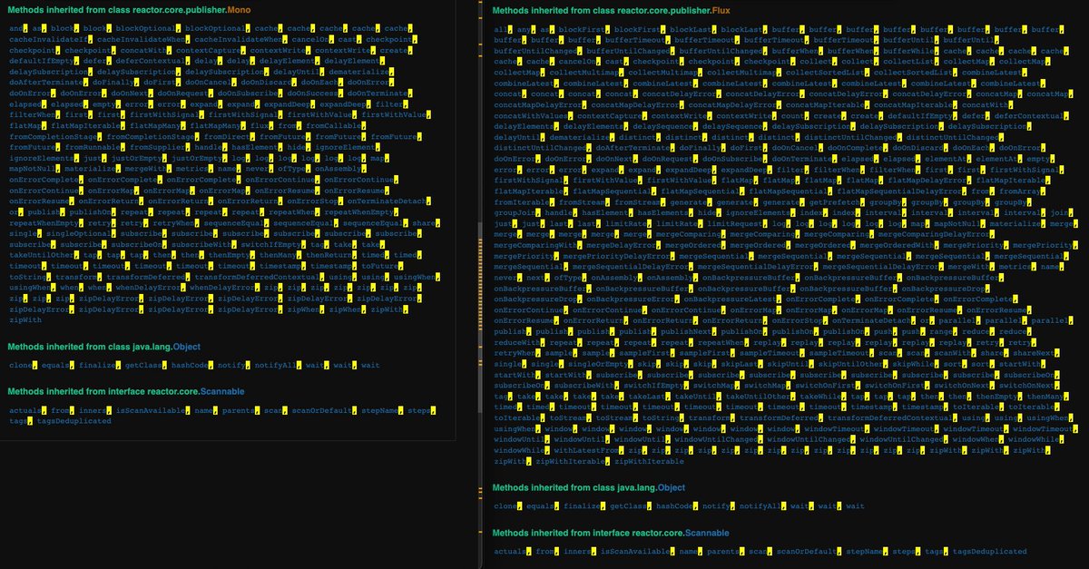 faelcavalcanti's tweet image. wow there are ~410 implemented methods in `reactor.core.publisher.Flux` and  ~210 in  `reactor.core.publisher.Mono` #spring #webflux #reactor #java #reactive projectreactor.io/docs/core/rele…
