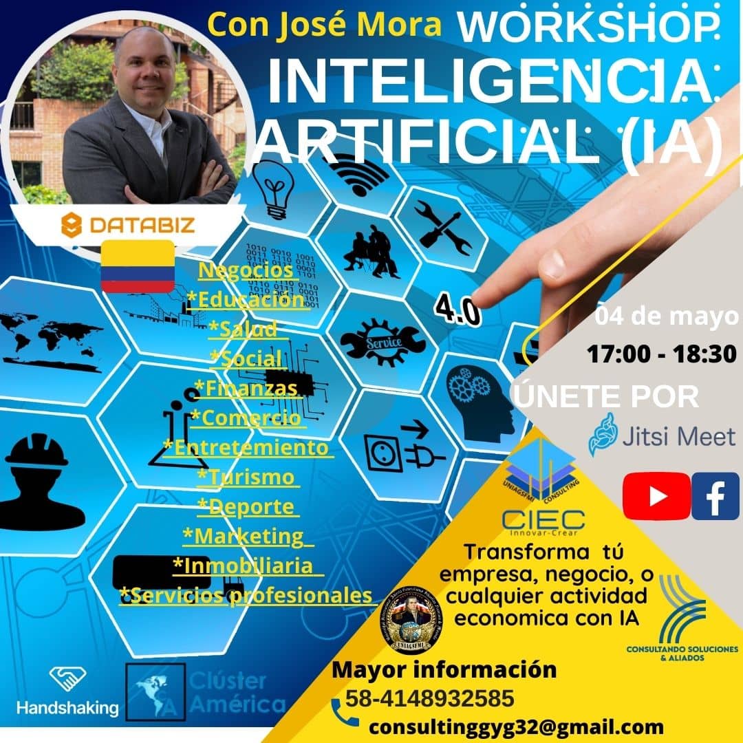 DataBizOficial's tweet photo. ¿Listos para nuestra cita?
¡Acompáñanos!
WORKSHOP INTELIGENCIA ARTIFICIAL (IA)

⏰17:00 - 18:30 Hora Venezuela
16:00 -17:30 Hora Colombia
📅04 de Mayo
📍 ONLINE

🧡¡Estamos a un Clic de distancia!🧡

¡Ingresa al Link para reservar tu lugar!
https://t.co/PR3asspuaA

#Databiz #IA https://t.co/0uWmyQlBR4