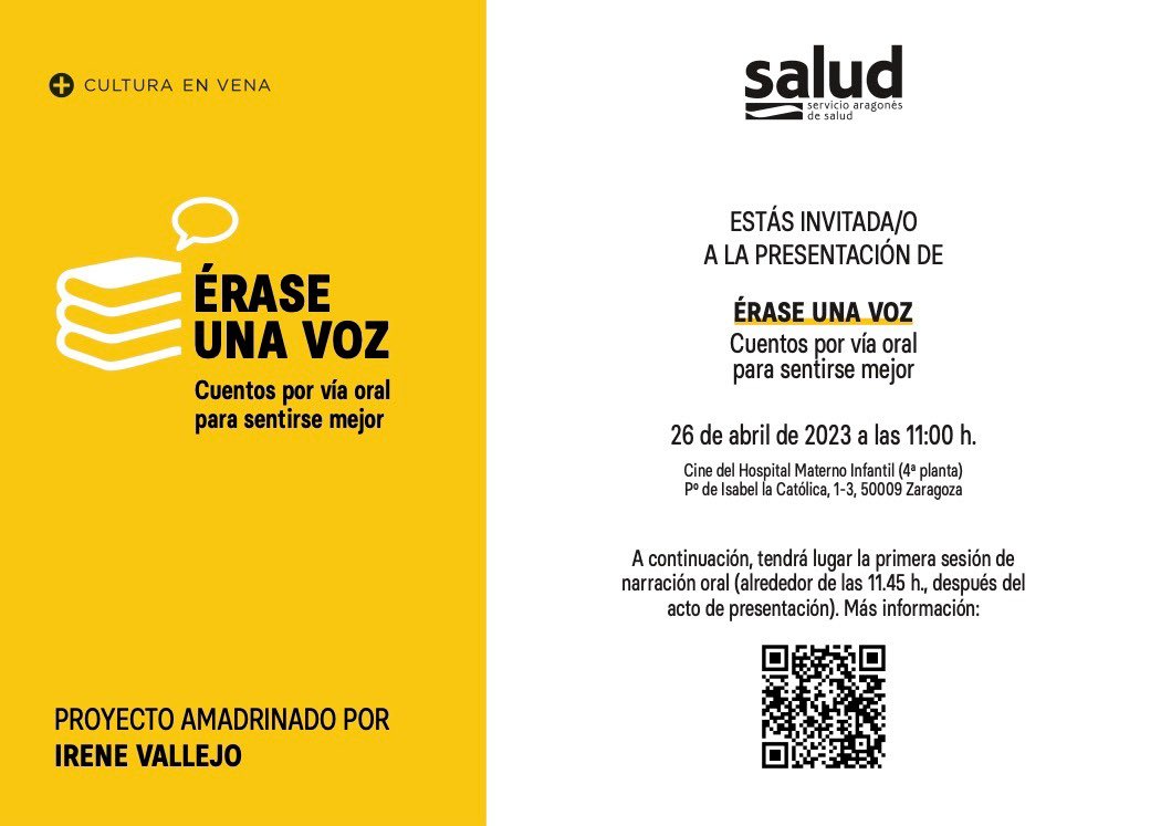 Mañana se hará realidad un sueño acariciado durante años. #Éraseunavoz es un programa de narración oral para niños ingresados en hospitales. Una vez al mes recibirán a narradores y cuenteras –remunerados: la cultura es un trabajo–, que abrirán para ellos su alforja de historias.