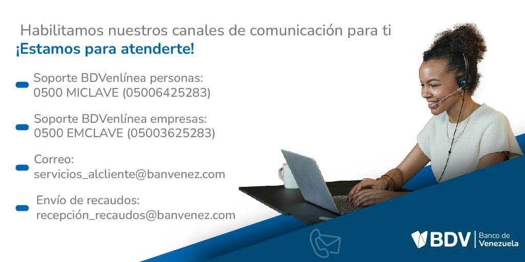 BcodeVenezuela's tweet photo. Si te encuentras fuera del país puedes comunicarte al (0212) 409.24.42, allí nuestros ejecutivos de atención al cliente te atenderán 📲 

¡El mayor valor eres t��! ❤️ https://t.co/AXx0Knth9X