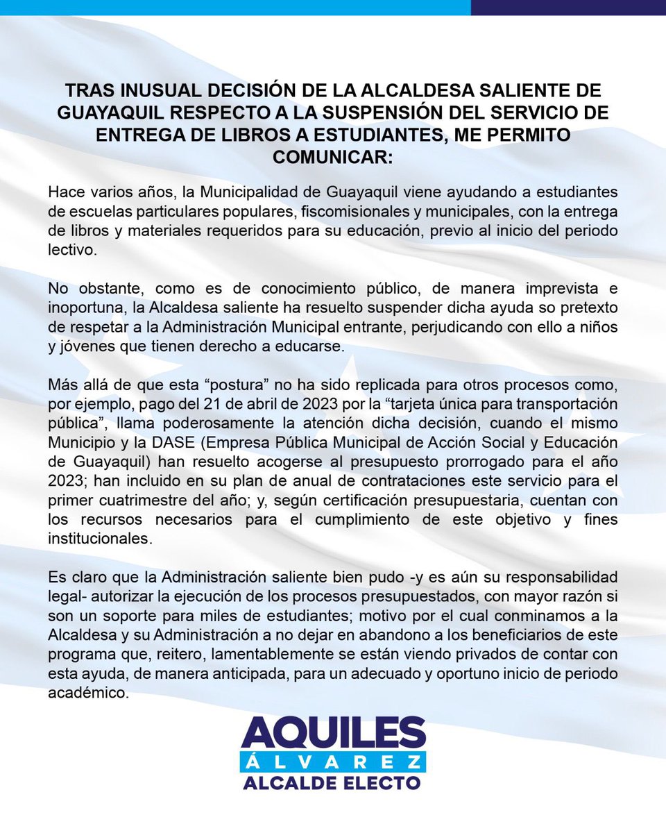 Mi postura referente al programa Mas Libros.