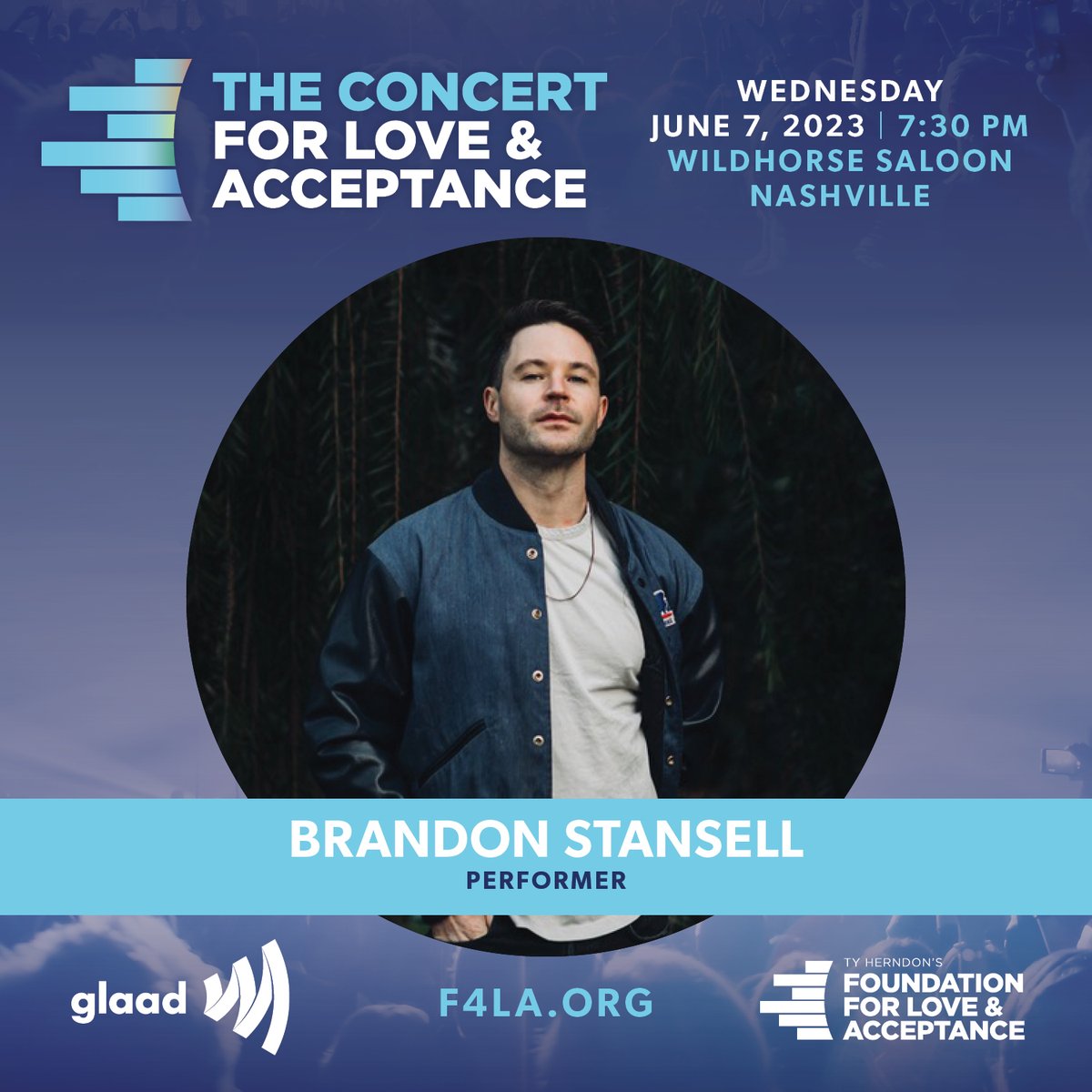 Beyond excited to be a part of this lineup for the @glaad + @TyHerndoncom Concert For Love + Acceptance. June 7 in Nashville - I hope you'll come see us! Tickets available at F4LA.org