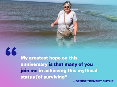 Read about Denise Cutlip, aka 'Denzie', and her amazing dozen years surviving lung cancer here: bit.ly/3OnGFql #cancersurvivor #GO2forLungCancer