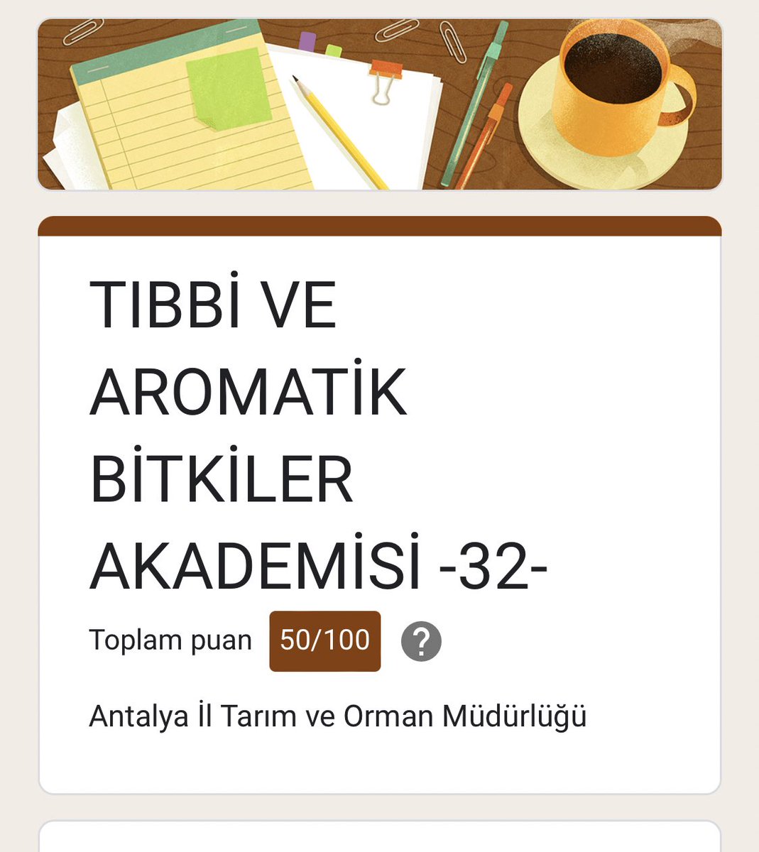 Sınav sonucu 

#Tabakademisi #GelecekTarımda