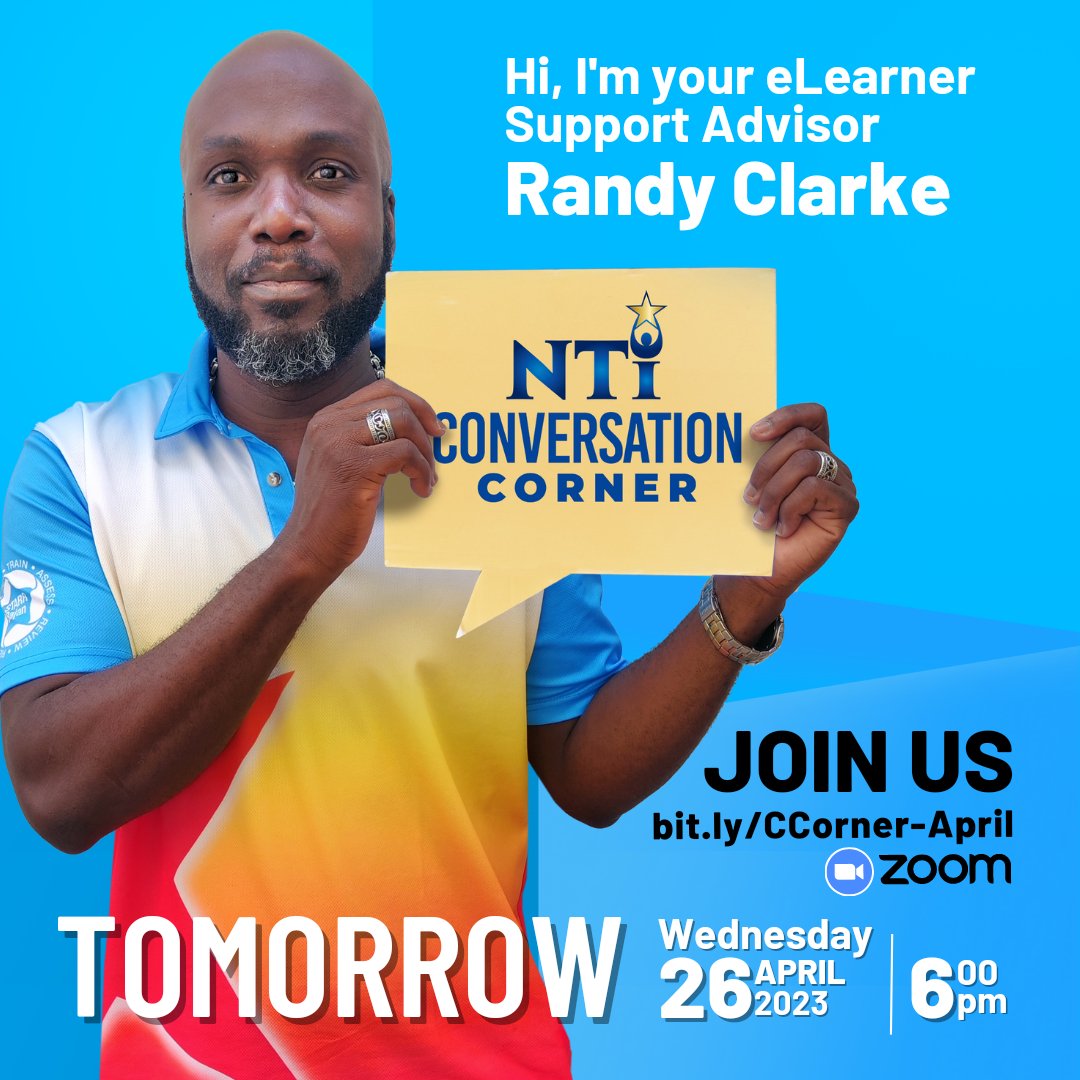 We're ready for tomorrow!

You do not want to miss the NTI Conversation Corner tomorrow at 6:00 pm! 

Check the link in our bio and the image above to join.

See you there!

#NTI #ConversationCorner #DigitalWorld