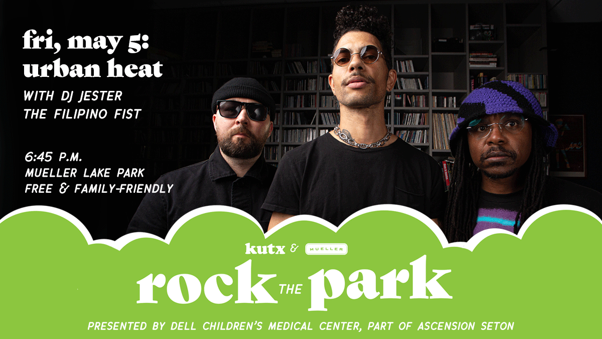 KUTX & @muelleraustin are gonna Rock the Park with you again next Friday, May 5th! Join us for free, family-friendly live music with @urbanheatband & DJ Jester the @filipinofist! Presented by @dellchildrens Medical Center, part of @AscensionSeton ✨ Info kutx.org/rockthepark