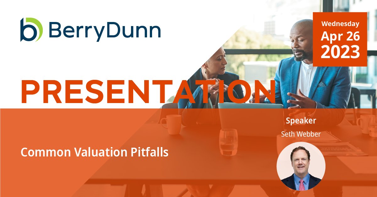 BerryDunn's tweet photo. Don’t miss BerryDunn’s Seth Webber at the 2023 Annual National Center for Employee Ownership Conference! He’ll discuss common traps you can fall into and the pros and cons of common #valuation approaches when it comes to establishing an #ESOP. https://t.co/KA3Qm8SWft https://t.co/t2wFGPSUdP