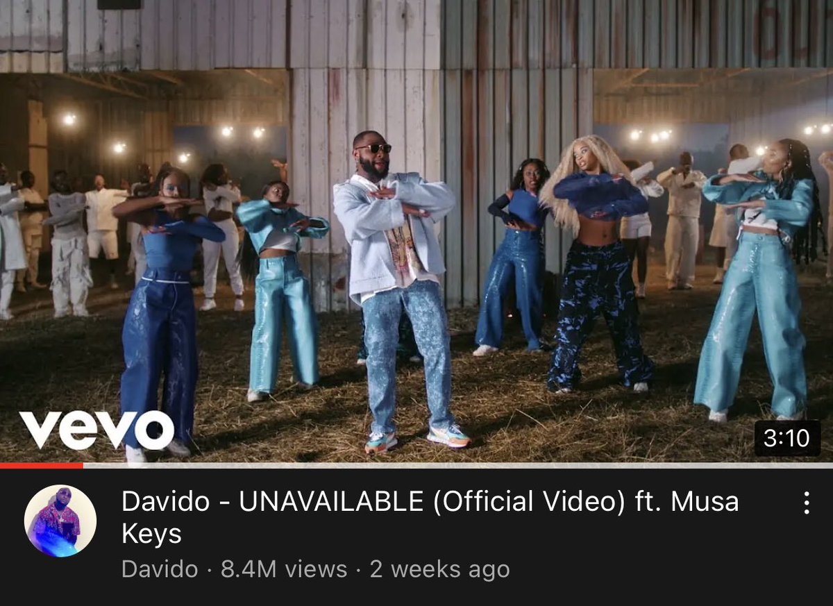 lekanfortheg0ds's tweet photo. Davido’s Unavailable Video views on YouTube in just 2 weeks = 8.4M views

Wizkid’s Visuals for “Bad to me” in 6 months on YouTube =8.4M views

Afrobeats to the world 🌎 https://t.co/iwlba4fOvF
