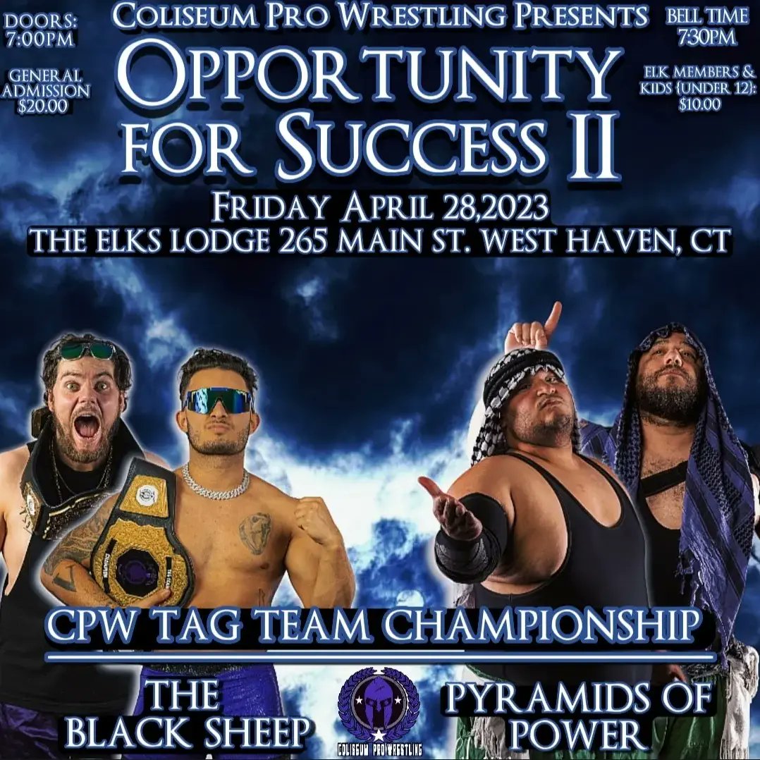 ColiseumPro_CPW's tweet photo. Here's the full card for THIS FRIDAY NIGHT!
CPW Championship
@thehuntertarca vs. @official_flyni w/@EasyCash860
CPW Strong Will Title
#1 Contenders Match
@NonstopNx vs. @BobbyBuffetMFPW
CPW Tag Team Titles
#BlackSheep vs. #PyramidsOfPower
1 on 1
@GarciaSunset vs. #LuisLeon https://t.co/6yYsA9Ctqe