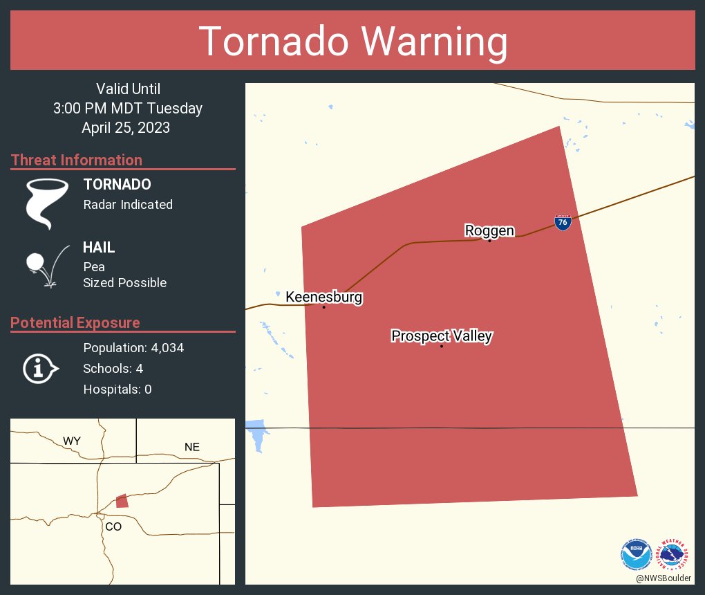 NWS Tornado on Twitter "Tornado Warning including Keenesburg CO