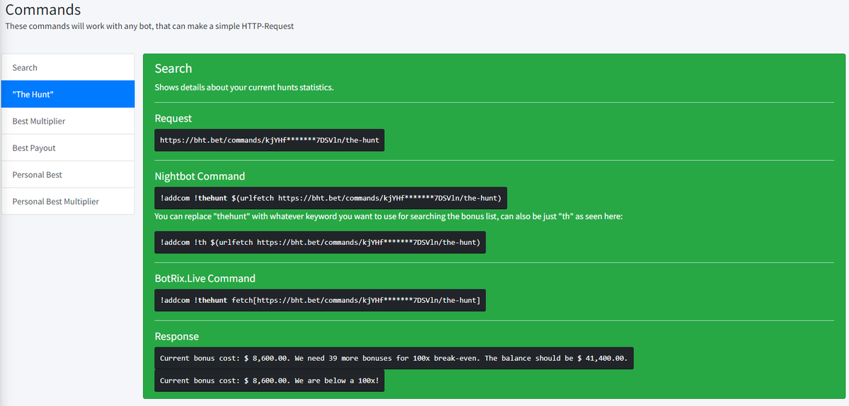 BHT_bet's tweet photo. 🟢Added a "The Hunt" command to the commands list
🟢Added instructions for @BotRixLive commands for easy copy/paste!

What other commands would you like to see? 👀 https://t.co/sbhCtxTJ6J