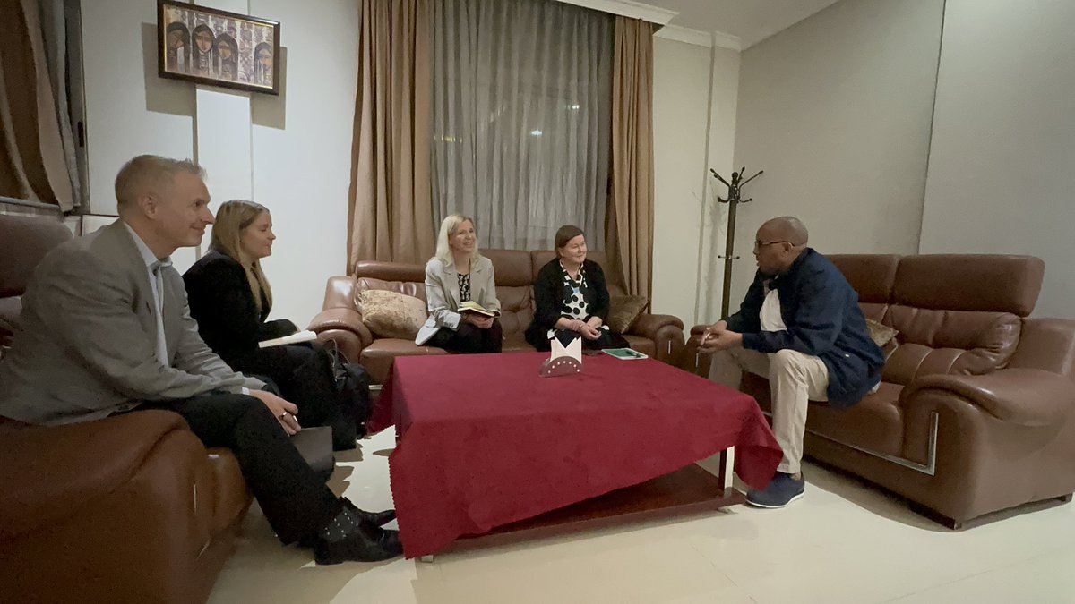 reda_getachew's tweet photo. Early this evening I met &amp; held discussions with @HAiraksinen D/Director General of the Africa &amp; Middle East department of the Finnish Ministry of Foreign Affairs &amp; her delegation that included the Ambassador @OutiHolpainen as well as other officials. We have discussed at length https://t.co/WFr57sUdUF