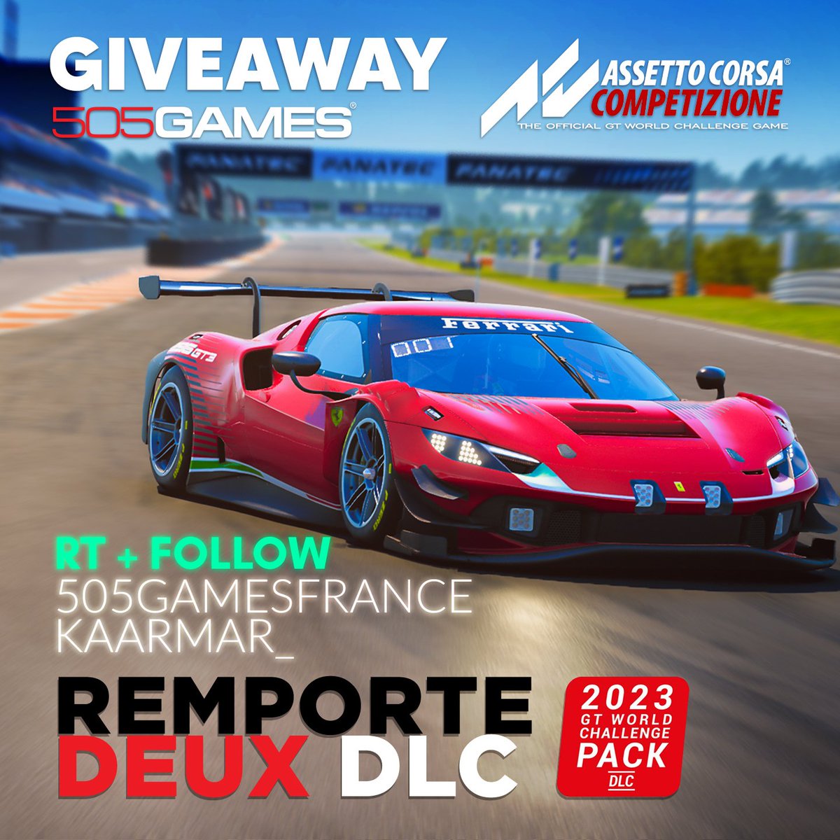 KaarMar_'s tweet photo. Remporte ton DLC 2023 GT World Challenge Pack (PC uniquement) sur ce Tweet ! :

RT &amp; follow @KaarMar_ et @505GamesFR 

TAS le mardi 2 mai  Bonne chance ! https://t.co/4L8hOVUqSv