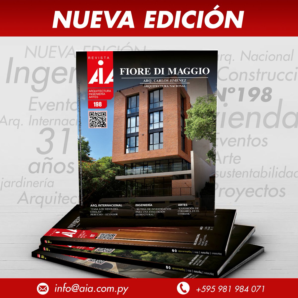 RevistaAIA's tweet photo. ¡Ya está disponible la edición N°198 de la Revista AIA! 
➡Podés acceder a la versión digital a través del sitio web: https://t.co/jYqsZL9GPr
📲Para suscripciones, podés comunicarte con nosotros al (+595) 981 984-071
📧Mail: info@aia.com.py
#revistaaia #arquitectura https://t.co/QS7x8edS61