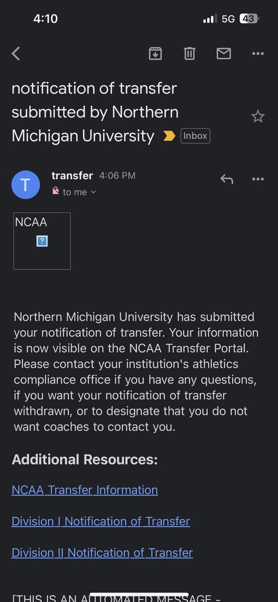 I’d like to thank Northern Michigan University and all of my teammates for an amazing experience. With that being said I will be entering the transfer portal.