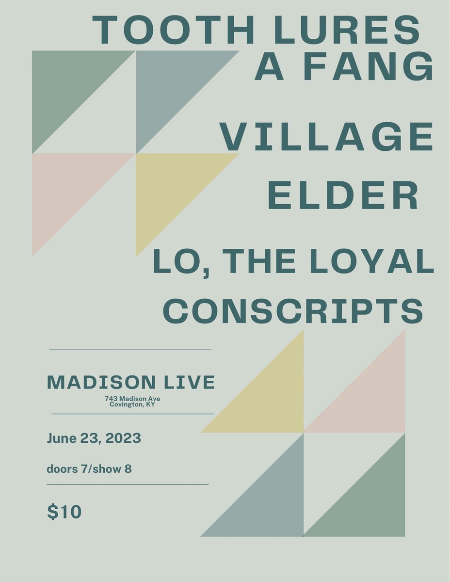On sale tomorrow at 10:00am - <a href="/VillageLderband/">Village Elder</a> with special guests <a href="/toothluresafang/">Tooth Lures a Fang</a> and Lo, The Loyal Conscripts at Madison Live on Friday, June 23. Get your tickets at ticketmaster.com/event/16005E91…