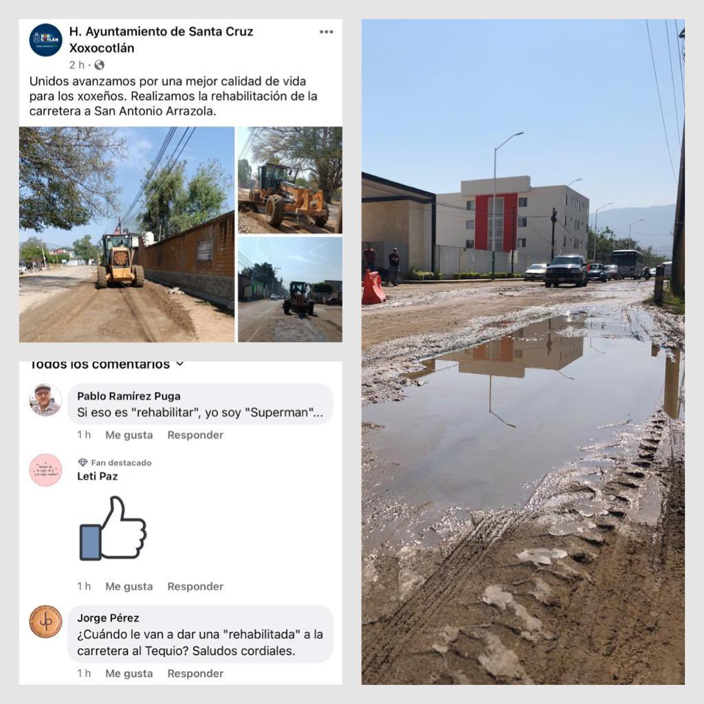 CorruptosOax's tweet photo. Se burla Chente Castellanos del pueblo de Xoxo, presume rehabilitación de carretera a Arrazola, cuando solo le echó tierra. Esas son sus “grandes obras” de la nueva familia imperial. @DoroteoMorro @PretorDe @SofiaValdiviaR @vozdelsur @CarlosLoret @VisorOaxaca https://t.co/XvDNFFpKFR