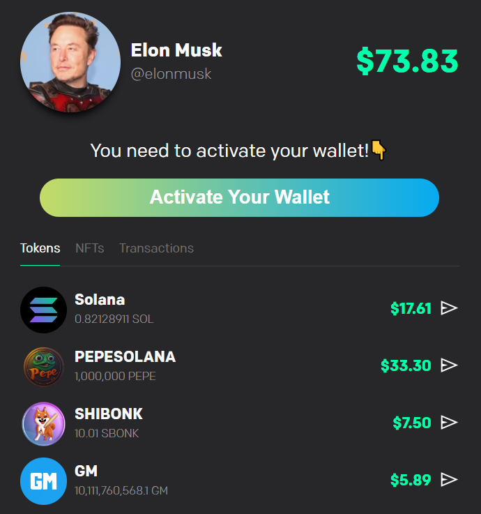Redsun⚡ (@redsun_nft) on Twitter photo Hey <a href="/elonmusk/">Elon Musk</a>, you have $5.89 in $GM on your <a href="/hey_wallet/">Hey Wallet!</a> !! Please activate your HeyWallet!🤣👋
<a href="/TheGmMachine/">The Gm Machine - $GM/$GN</a>
heywallet.com/elonmusk Hey <a href="/elonmusk/">Elon Musk</a>, you have $5.89 in $GM on your <a href="/hey_wallet/">Hey Wallet!</a> !! Please activate your HeyWallet!🤣👋
<a href="/TheGmMachine/">The Gm Machine - $GM/$GN</a>
heywallet.com/elonmusk