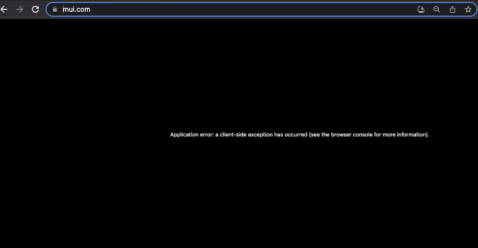 LangBoost's tweet image. Now, that&apos;s what I call ironic! #reactjs @MaterialUI is throwing the infamous &quot;client-side exception occured&quot; message.